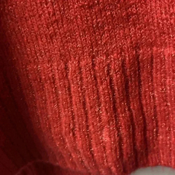 LAUREN CONRAD WO SIZE XL PETITE  SOFT ROSE RED METALLIC THREAD SWEATER PENGUIN - Picture 9 of 12